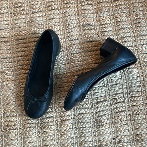 Reformation black leather ballet flats with small heel
